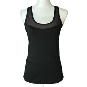 KIMBERLY C Tank Top sz M Black Racerback Mesh Panel YPS-3168 BLK Athleisure NWT